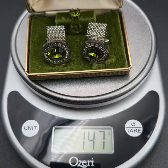 EXECUTIVE Crystal Cuff Links And Tie Tack Set Vintage B840 - Picture 7 of 7